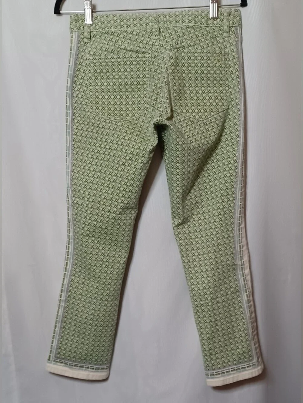 Tory Burch Botanical Light Green MIA Slim Boot Cut Denim Jeans. Size 28